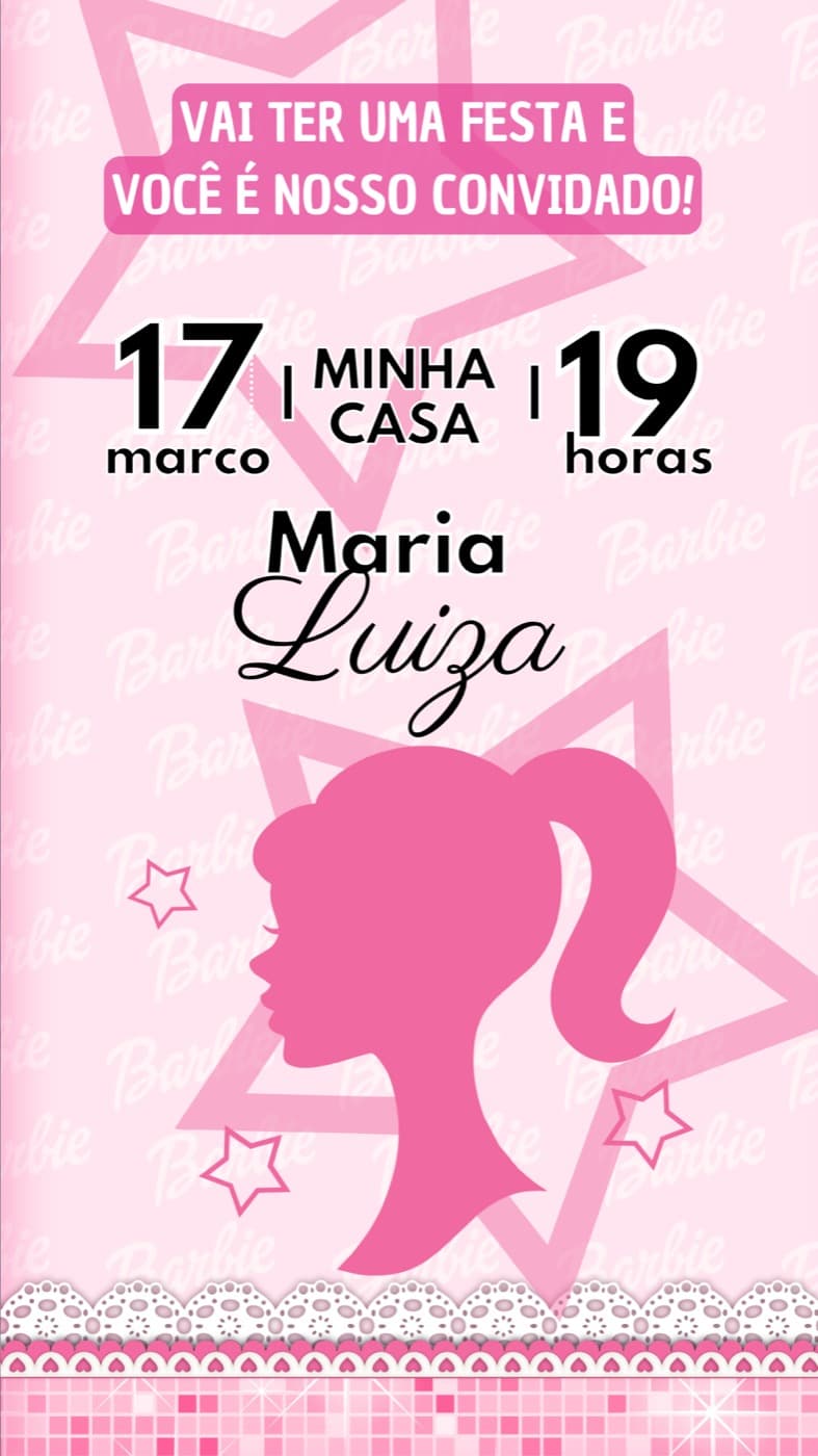 Invitación · Niños — Cumpleaños — Barbie — Bar