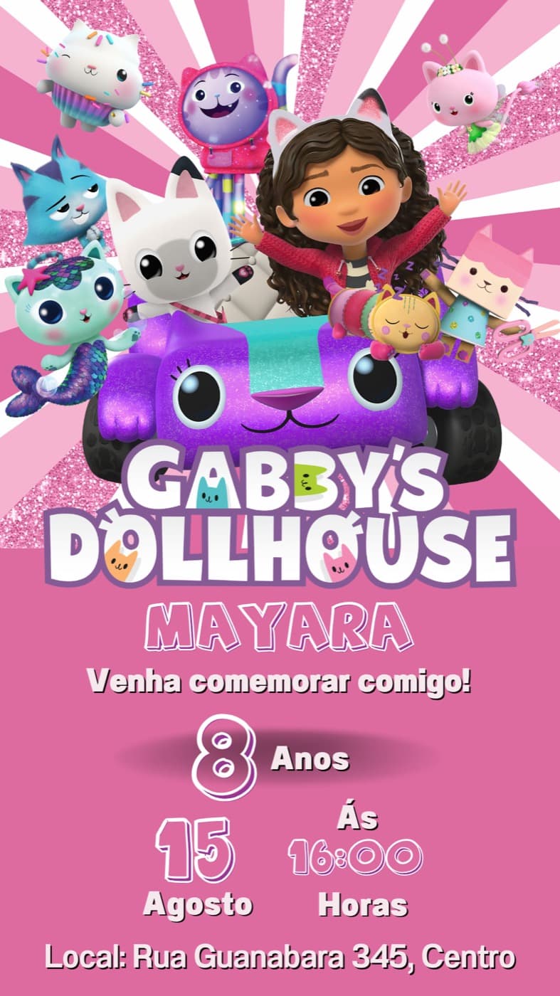 Invitación · Niños — Cumpleaños — Casa de Muñecas de Gabby