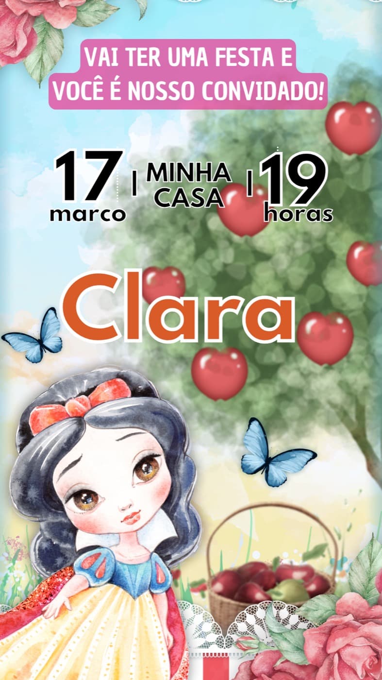 Invitación · Niños — Cumpleaños — Blancanieves — Clara